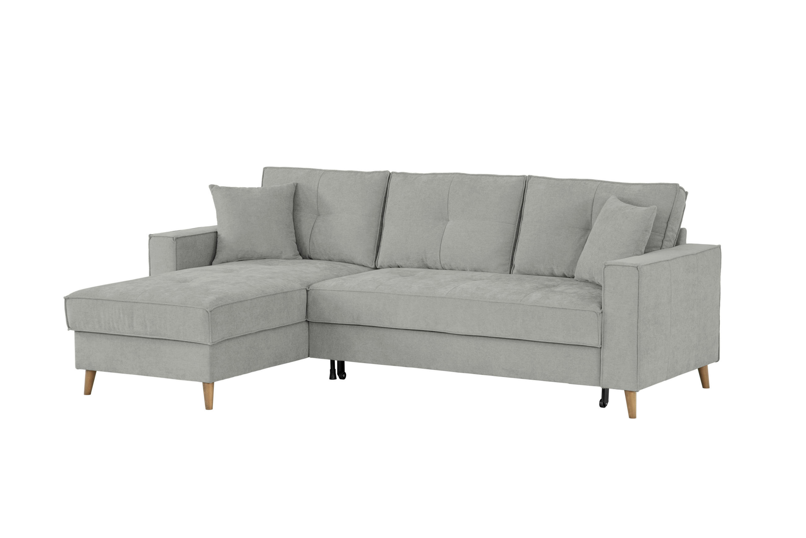 ECKSOFA in Flachgewebe Dunkelgrau  - Dunkelgrau, Design, Textil (257/159cm) - MID.YOU