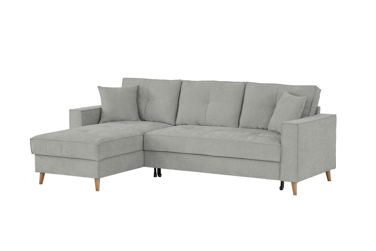 ECKSOFA in Flachgewebe Dunkelgrau  - Dunkelgrau, Design, Textil (257/159cm) - MID.YOU