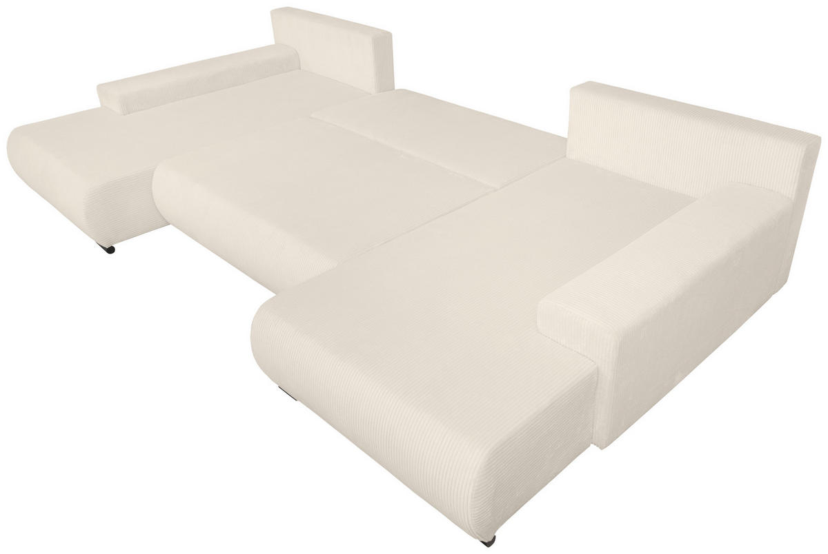 WOHNLANDSCHAFT Creme Cord  - Creme/Schwarz, KONVENTIONELL, Textil/Metall (191/351/191cm) - Carryhome
