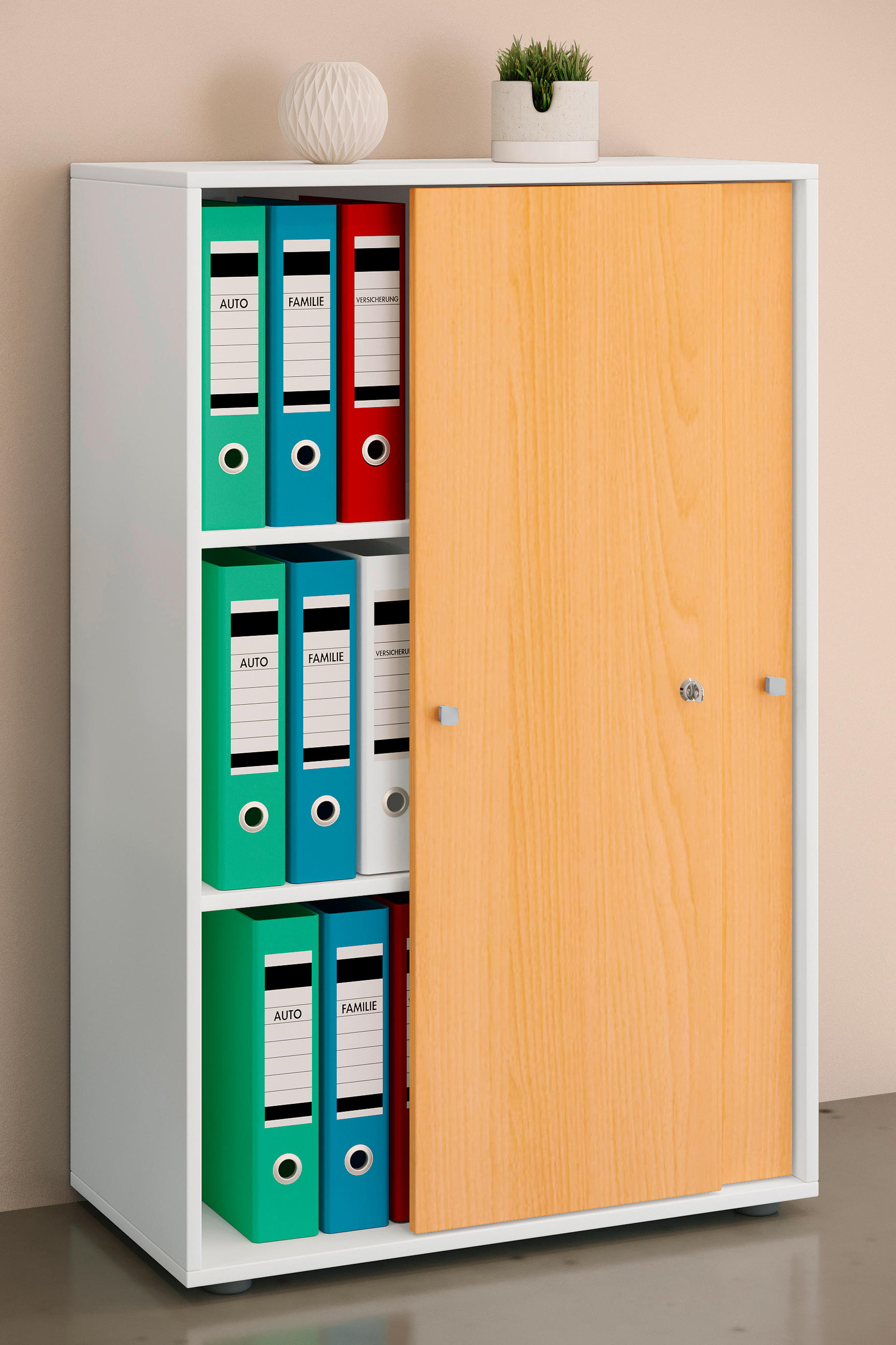 AKTENSCHRANK 70/110/39 cm  - Weiss/Buchefarben, Design, Holzwerkstoff (70/110/39cm) - MID.YOU