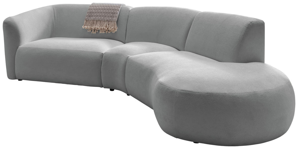 ECKSOFA in Mikrofaser Silberfarben  - Silberfarben/Schwarz, Modern, Kunststoff/Textil (276/182cm) - Livetastic