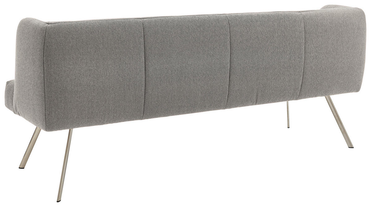 SITZBANK in Metall, Textil Edelstahlfarben, Graubraun  - Edelstahlfarben/Graubraun, Design, Textil/Metall (200/87/64cm) - Venjakob