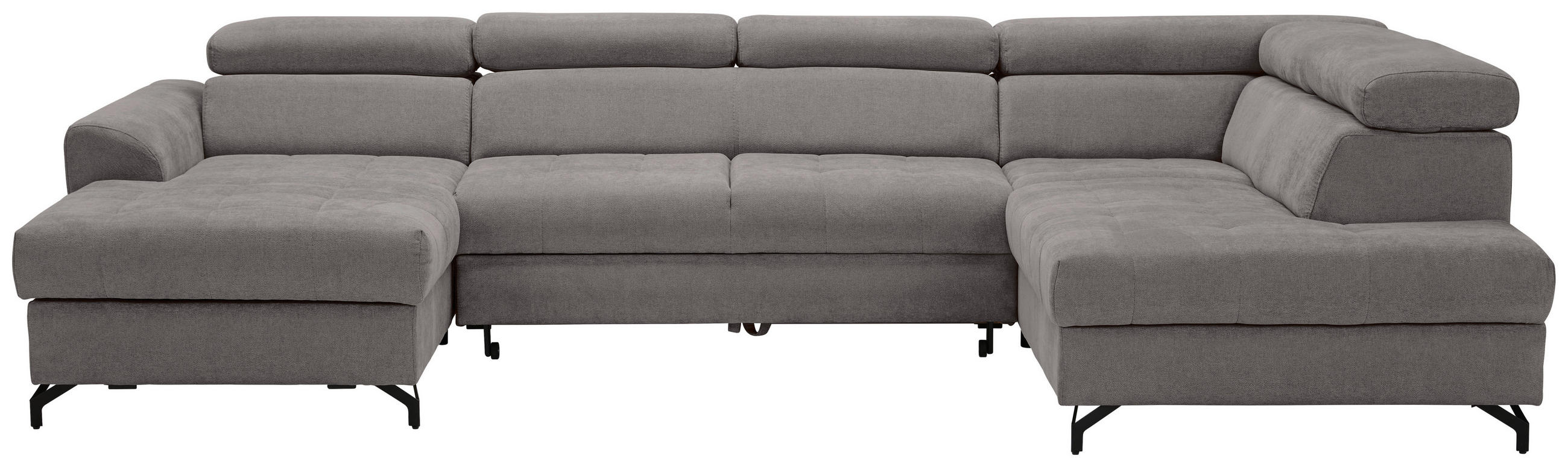 WOHNLANDSCHAFT Grau Struktur  - Schwarz/Grau, Design, Textil/Metall (177/327/203cm) - Stylife