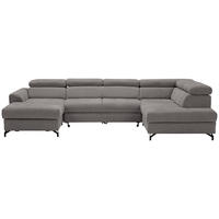 WOHNLANDSCHAFT Grau Struktur  - Schwarz/Grau, Design, Textil/Metall (177/327/203cm) - Stylife