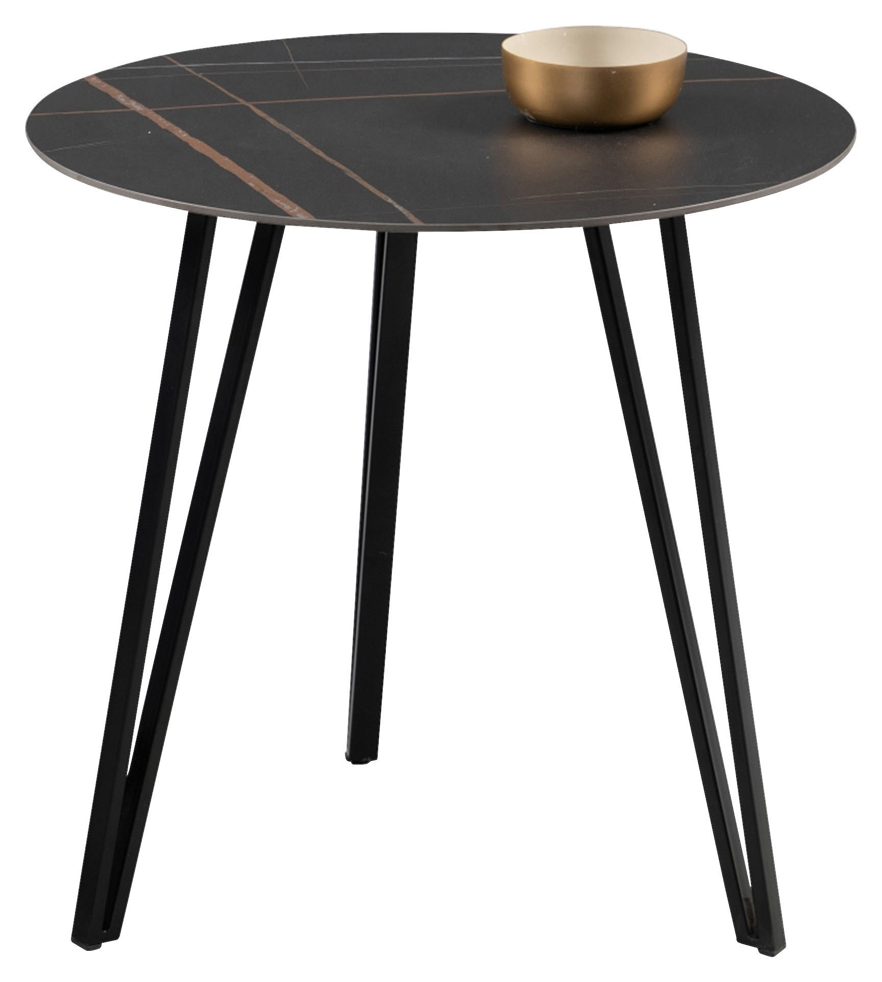 BEISTELLTISCH in Metall, Stein 50/50/50 cm  - Schwarz, Basics, Stein/Metall (50/50/50cm)