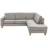 ECKSOFA in Echtleder Hellgrau  - Eiche Bianco/Hellgrau, Natur, Leder/Holz (257/235cm) - Valdera