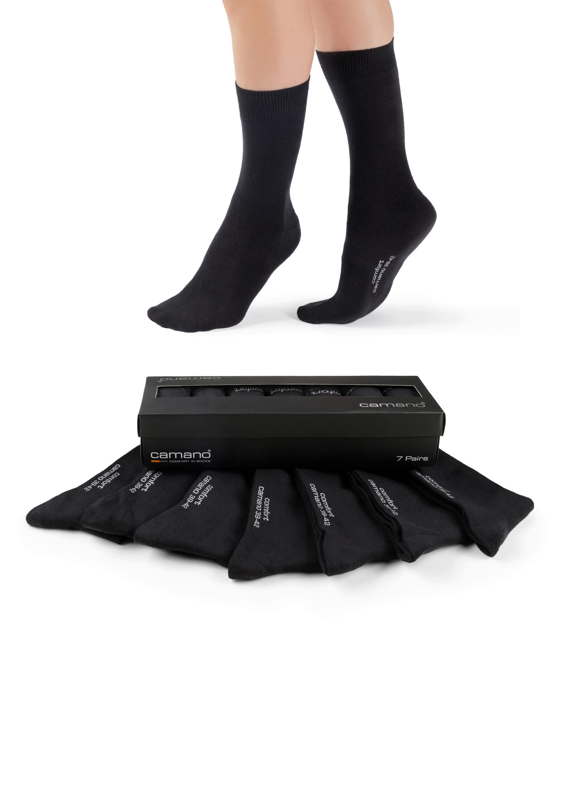 SOCKEN CAMANO COMFORT 14 Stück Schwarz  - Schwarz, Basics, Textil (39/42null)