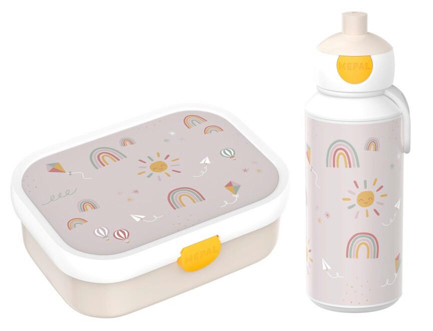 PAUSENSET lunchset campus (pu+bd) - sunshine&rainbow  - Multicolor/Creme, KONVENTIONELL, Kunststoff (20,5/7,5/18,8cm) - Mepal