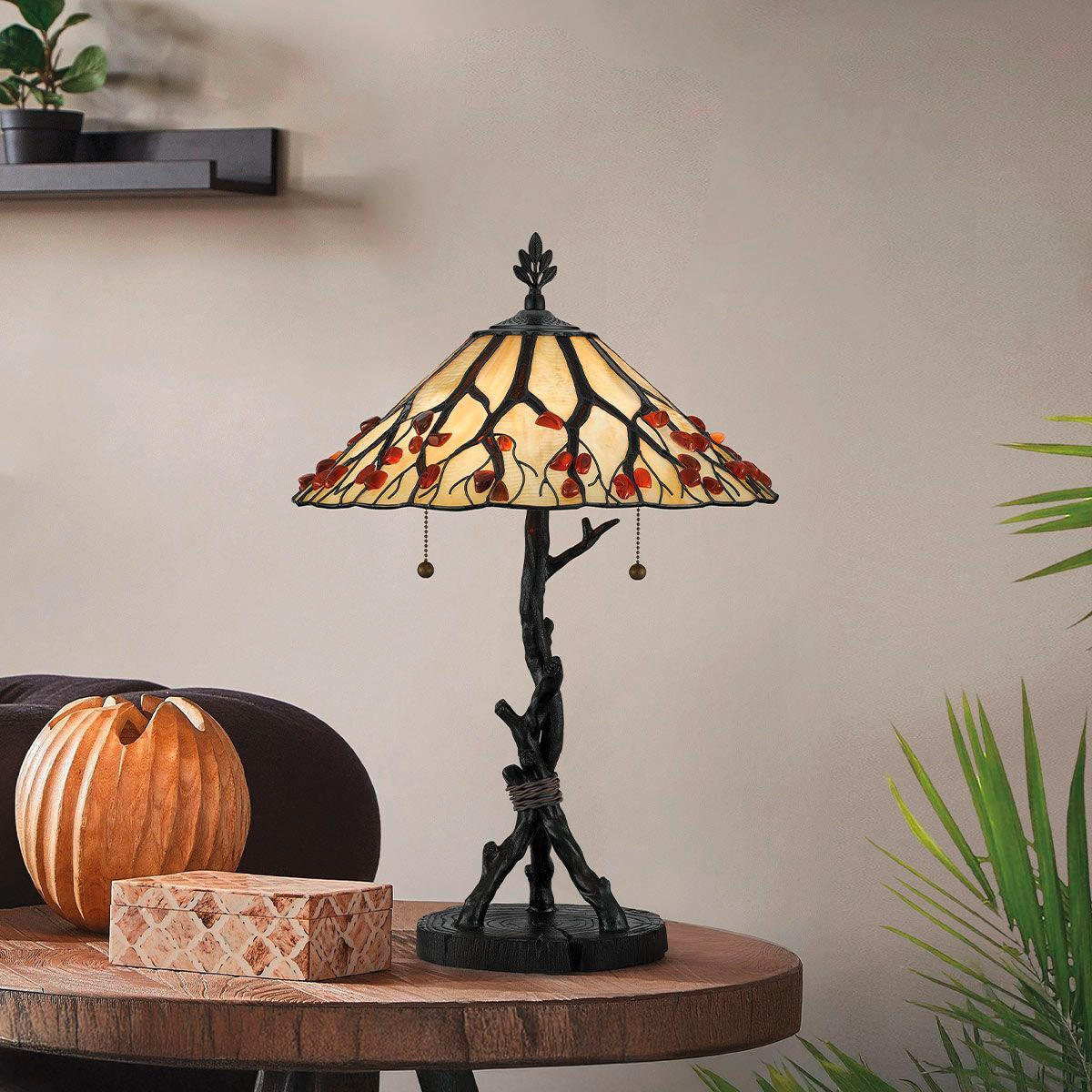 TISCHLEUCHTE - Dunkelbraun/Multicolor, Konventionell, Glas/Metall (62,9/43,2cm) - Elstead Lighting