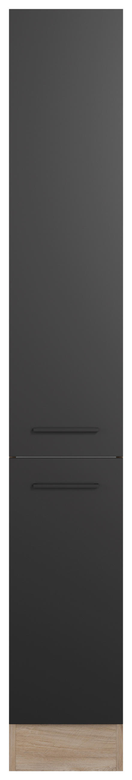 APOTHEKERSCHRANK 30/200/57 cm  in Schwarz, Eichefarben  - Eichefarben/Schwarz, KONVENTIONELL, Holzwerkstoff/Metall (30/200/57cm) - FlexWell