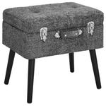 HOCKER Chenille Kiefer Grau  - Schwarz/Grau, Trend, Holz/Textil (50/46/35cm) - Xora