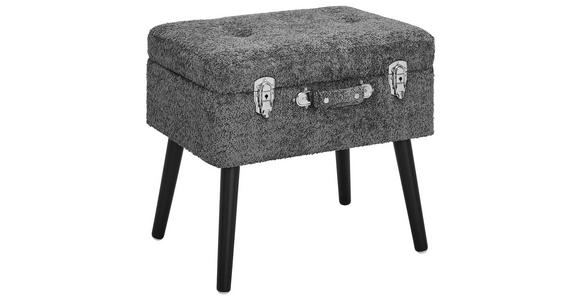 HOCKER Chenille Kiefer Grau - Schwarz/Grau, Trend, Holz/Textil (50/46/35cm) - Xora