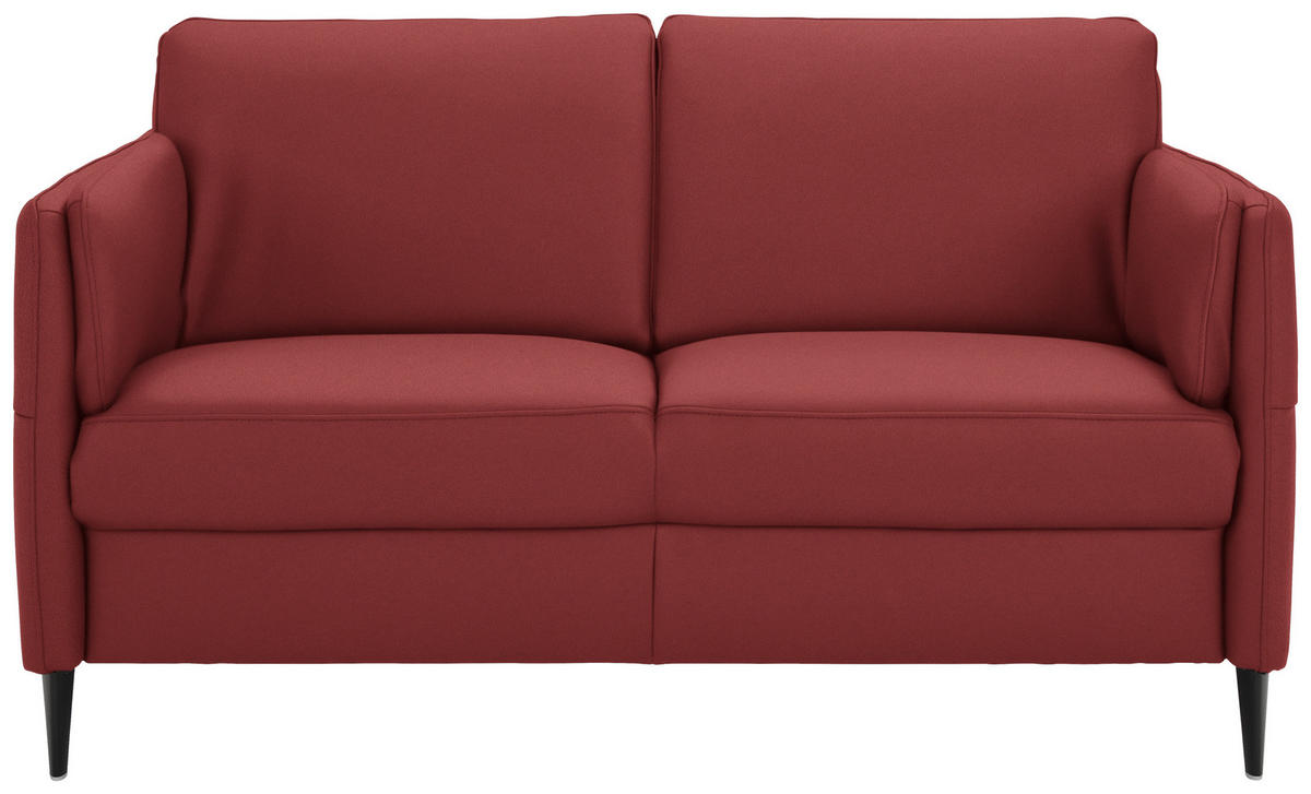 2,5-SITZER Echtleder Bordeaux  - Bordeaux/Schwarz, Design, Leder/Metall (164/84/99cm) - Dieter Knoll