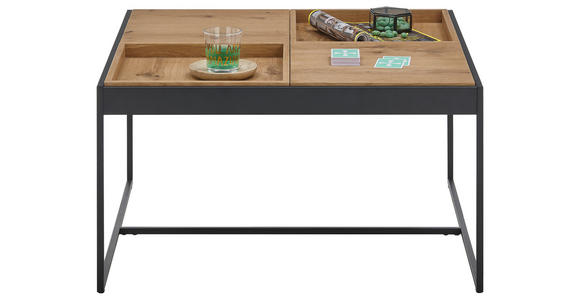 COUCHTISCH in Holz, Metall, Holzwerkstoff 83/83/45 cm  - Eichefarben/Schwarz, Design, Holz/Holzwerkstoff (83/83/45cm) - Novel