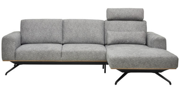 ECKSOFA in Struktur Grau 262/157 cm - Schwarz/Grau, Design, Textil/Metall (262/157cm) - Novel