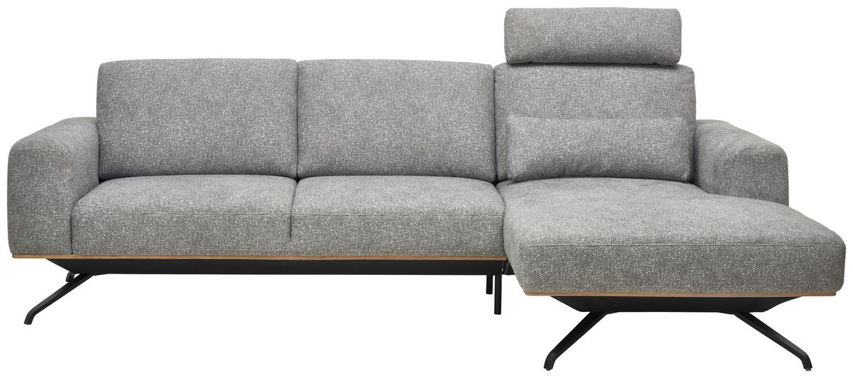 ECKSOFA in Struktur Grau  - Schwarz/Grau, Design, Textil/Metall (262/157cm) - Novel