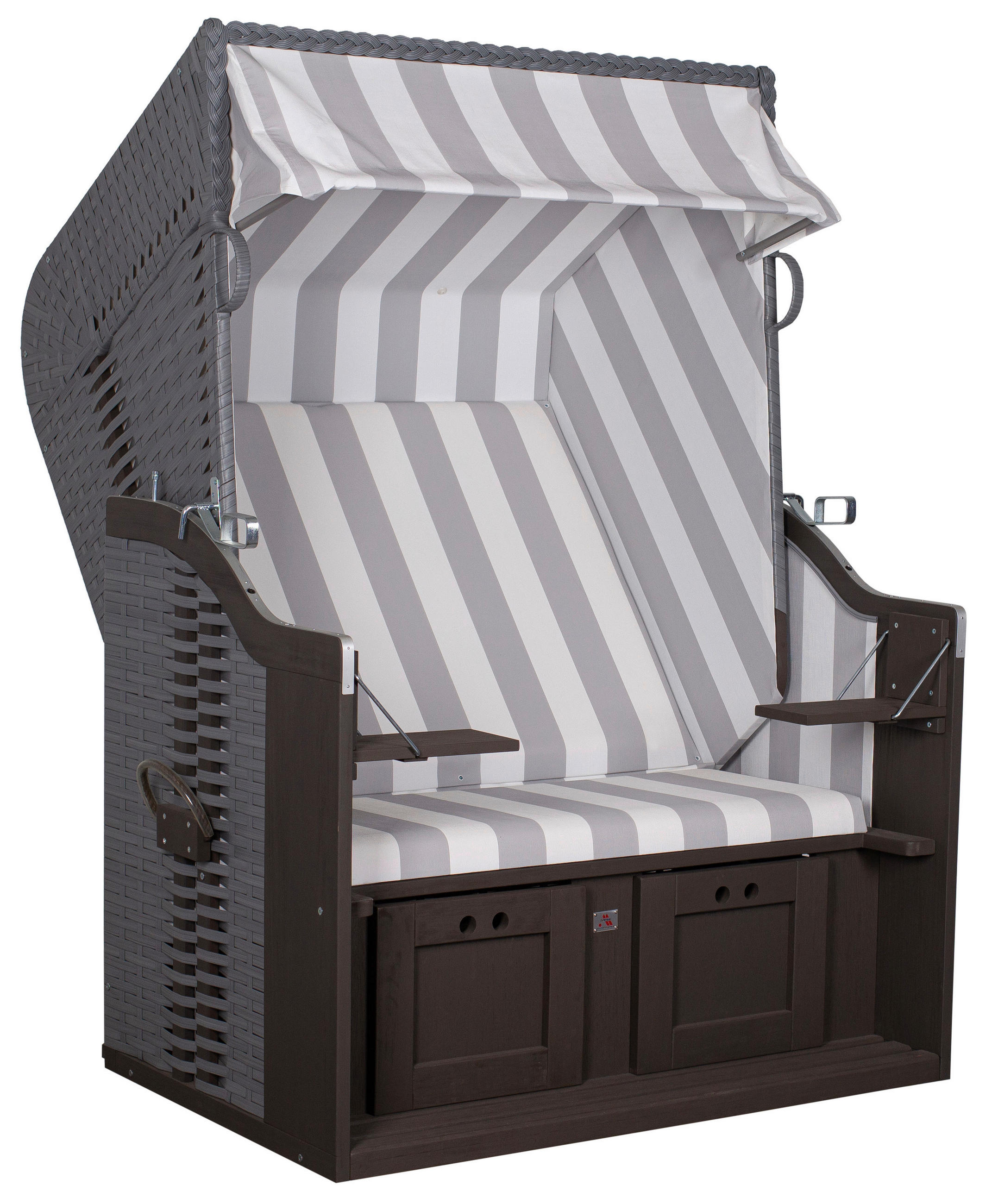 Strandkorb Ostsee Fehmarn - Weiß/Grau, Basics, Holz/Kunststoff (124/159/87cm) - Gardenson