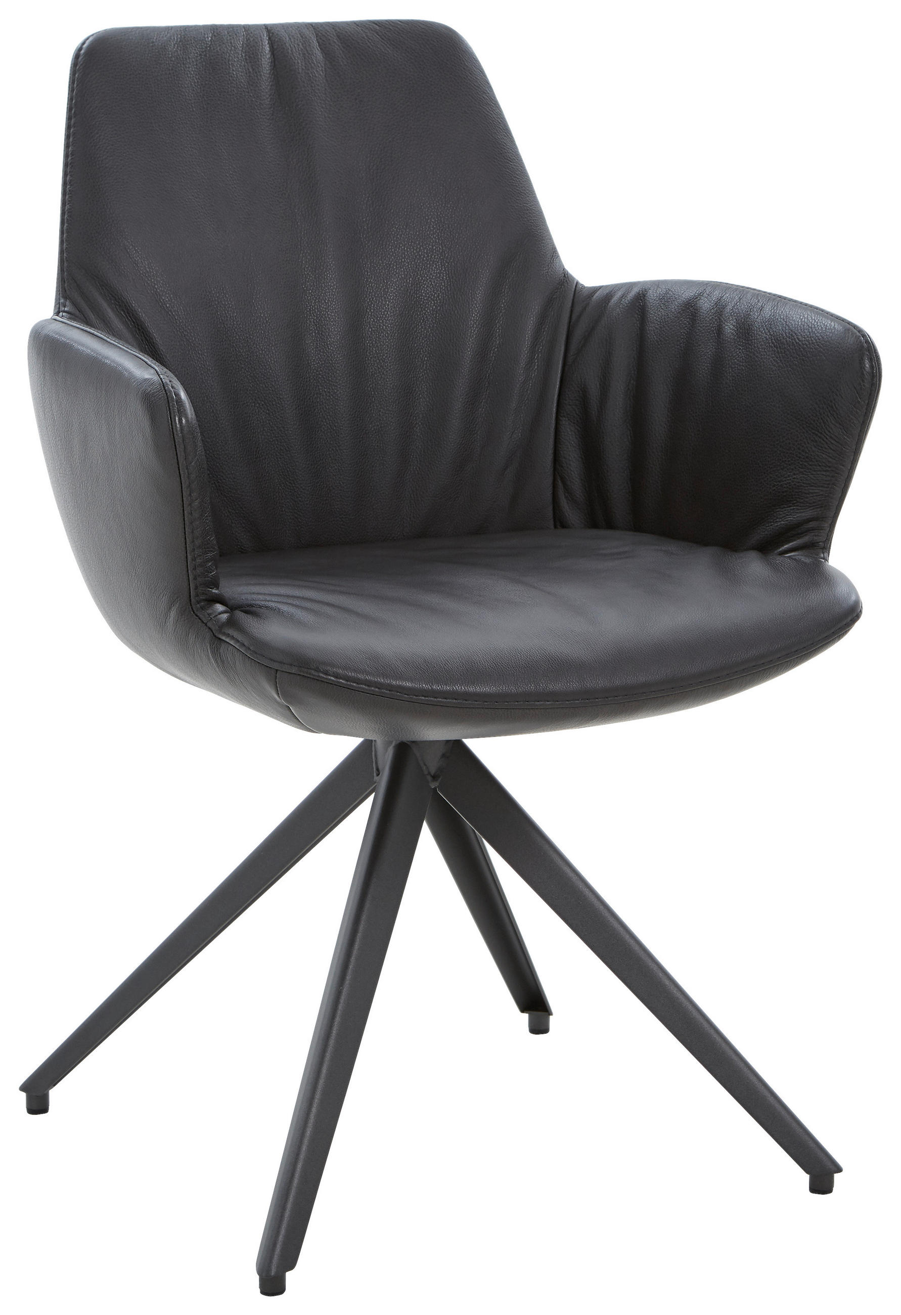 ARMLEHNSTUHL  in Echtleder gewachst  - Dunkelgrau/Anthrazit, Design, Leder/Metall (60/87/62cm) - Bert Plantagie