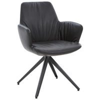 ARMLEHNSTUHL  in Echtleder gewachst  - Dunkelgrau/Anthrazit, Design, Leder/Metall (60/87/62cm) - Bert Plantagie