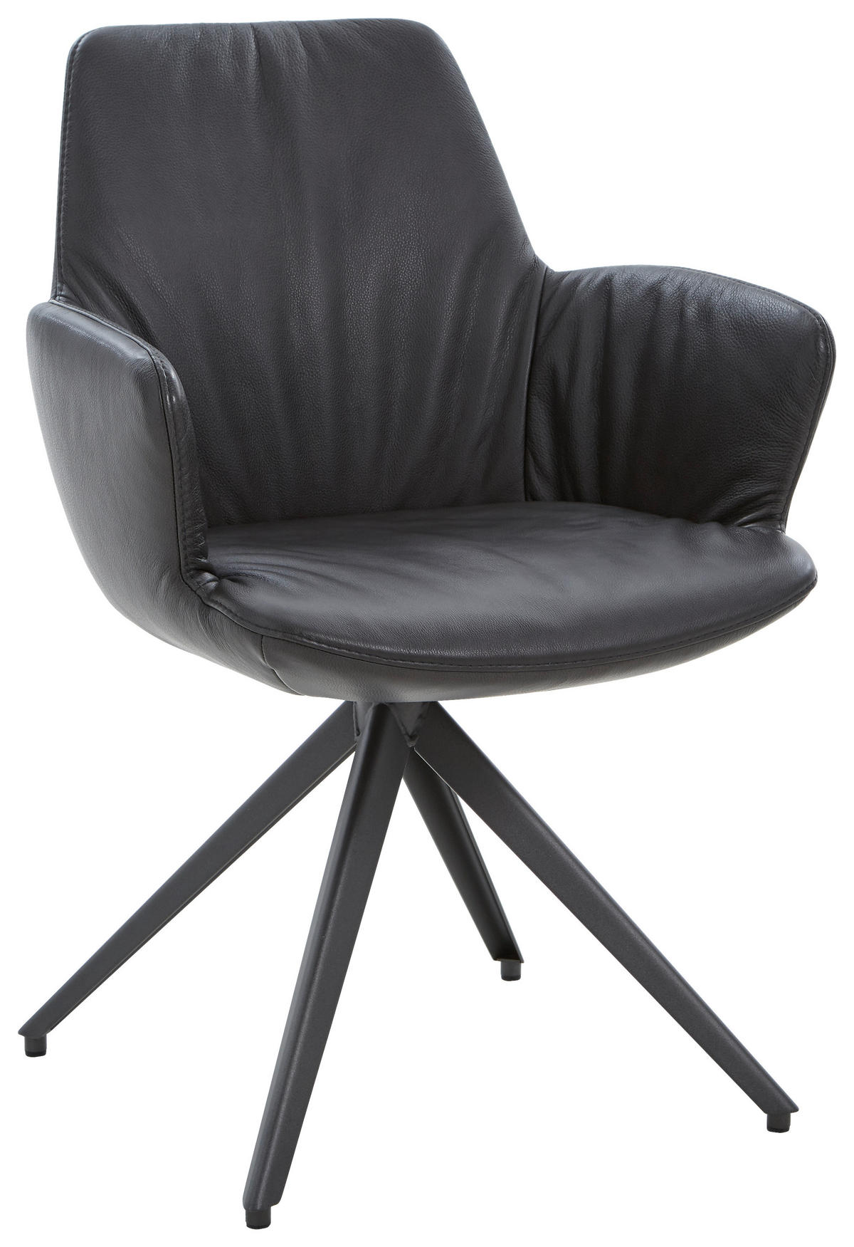 ARMLEHNSTUHL  in Echtleder gewachst  - Dunkelgrau/Anthrazit, Design, Leder/Metall (60/87/62cm) - Bert Plantagie