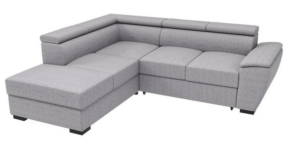 ECKSOFA  in Flachgewebe Grau  - Schwarz/Grau, KONVENTIONELL, Kunststoff/Textil (220/266cm) - Carryhome