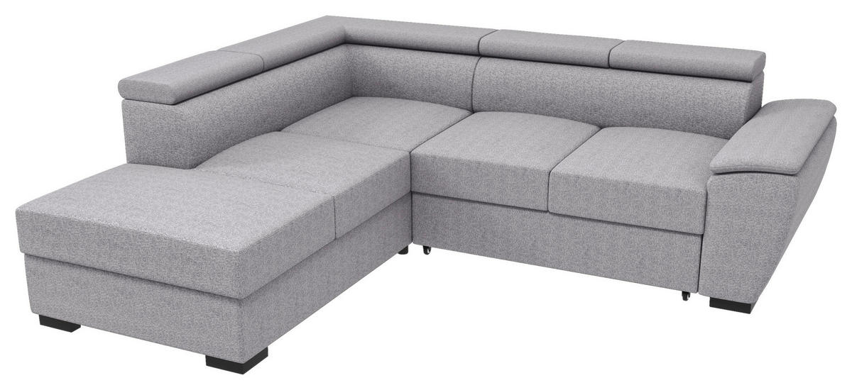 ECKSOFA Grau Flachgewebe  - Schwarz/Grau, KONVENTIONELL, Kunststoff/Textil (220/266cm) - Carryhome