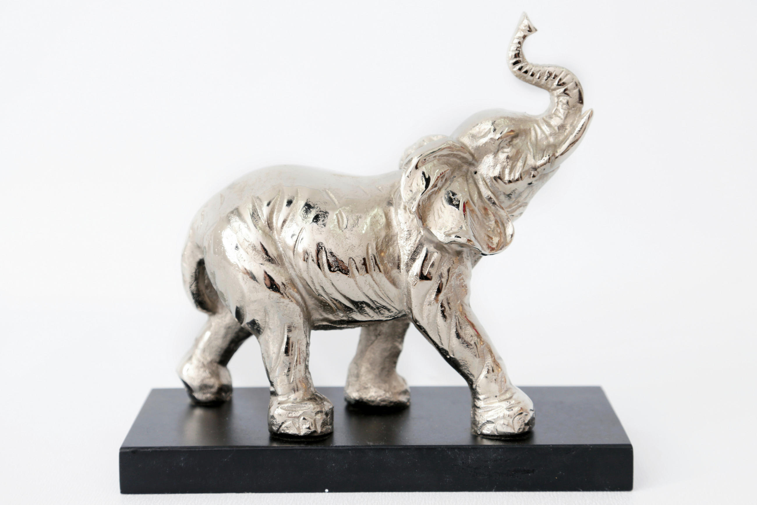 ELEFANT DECORATIV - argintiu/negru, Basics, metal/material pe bază de lemn (27.5/21.5/9.5cm)