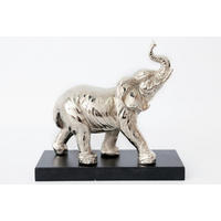 ELEFANT DECORATIV - argintiu/negru, Basics, metal/material pe bază de lemn (27.5/21.5/9.5cm)