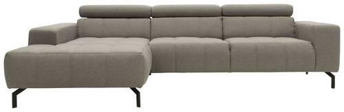 ECKSOFA in Webstoff Silberfarben 175/292 cm - Silberfarben/Schwarz, Design, Textil/Metall (175/292cm) - MID.YOU