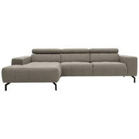 ECKSOFA in Webstoff Silberfarben  175/292 cm  - Silberfarben/Schwarz, Design, Textil/Metall (175/292cm) - MID.YOU