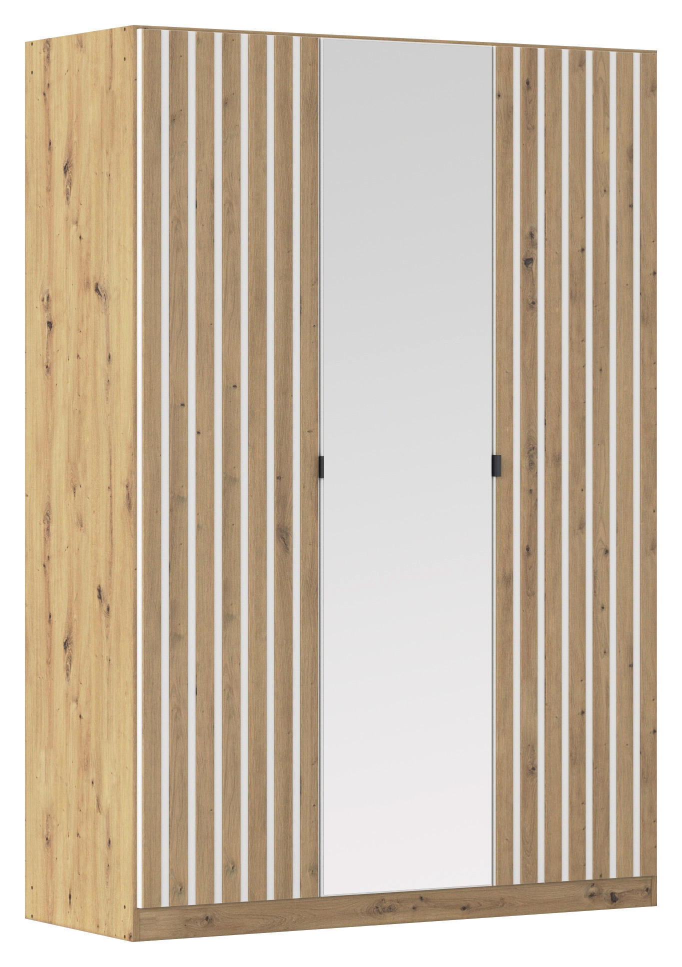 DREHTÜRENSCHRANK Weiss, Eiche Artisan  - Weiss/Eiche Artisan, Modern, Holzwerkstoff/Metall (136/197/54cm) - Rauch Möbel