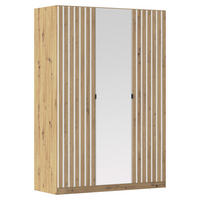 DREHTÜRENSCHRANK Weiss, Eiche Artisan  - Weiss/Eiche Artisan, Modern, Holzwerkstoff/Metall (136/197/54cm) - Rauch Möbel