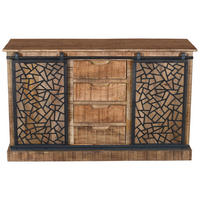 KOMODA, mangové drevo, prírodná farba, čierna, 140/85/45 cm - čierna/prírodná farba, Natur, kov/drevo (140/85/45cm) - MID.YOU