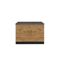 KÜCHENUNTERSCHRANK 100/85/60 cm  in Eichefarben  - Chromfarben/Eichefarben, MODERN, Holzwerkstoff/Metall (100/85/60cm) - Held