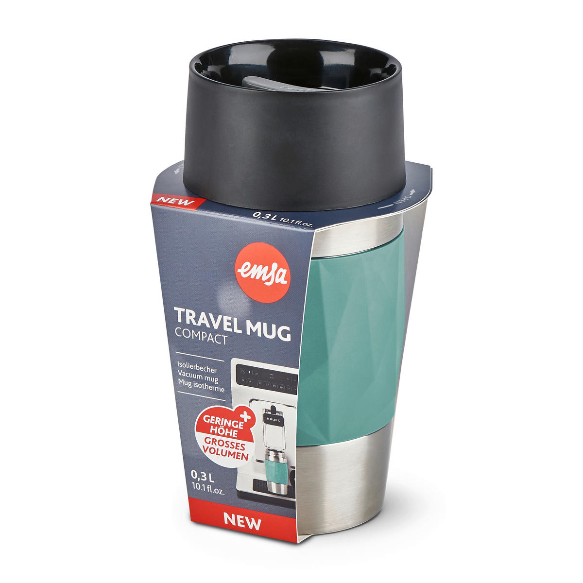 THERMOBECHER TRAVEL MUG COMPACT 0,3 L  - Petrol, Basics, Kunststoff/Metall (8,0/9,0/15,0cm) - Emsa