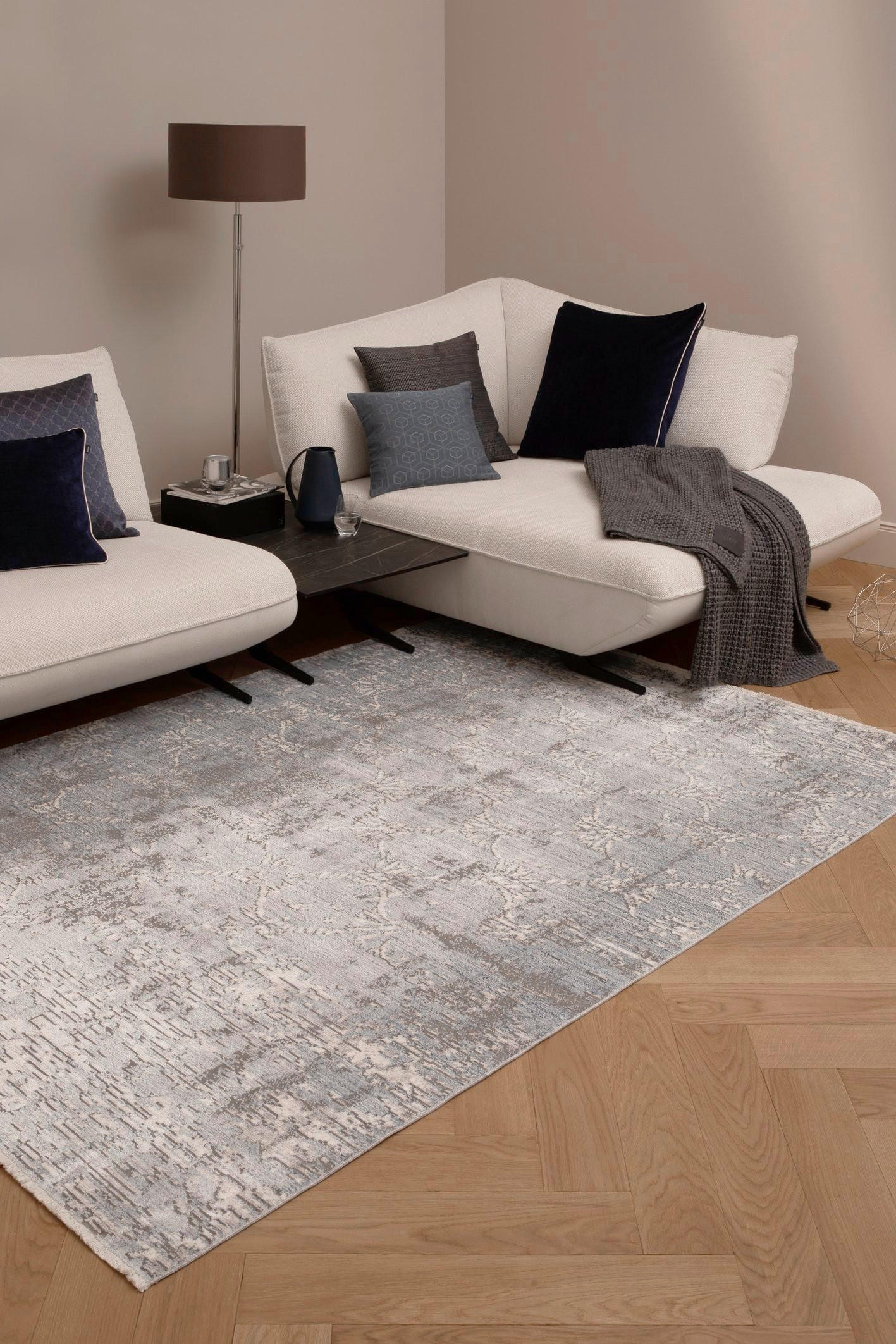 TKANA PREPROGA Faded Cornflower 170/240 cm tkano srebrne barve - srebrne barve, Design, tekstil (170/240cm) - Joop!