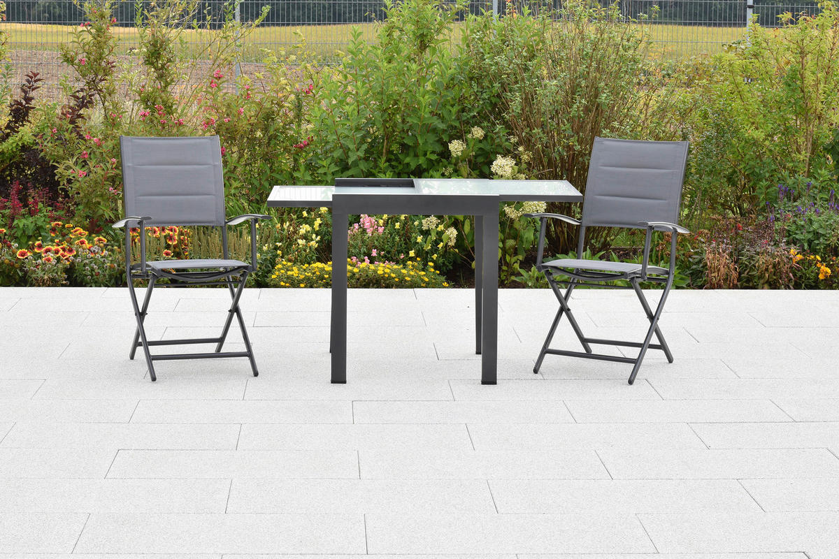 GARTENSET Aluminium  - Graphitfarben/Grau, MODERN, Textil/Metall - Gardenson