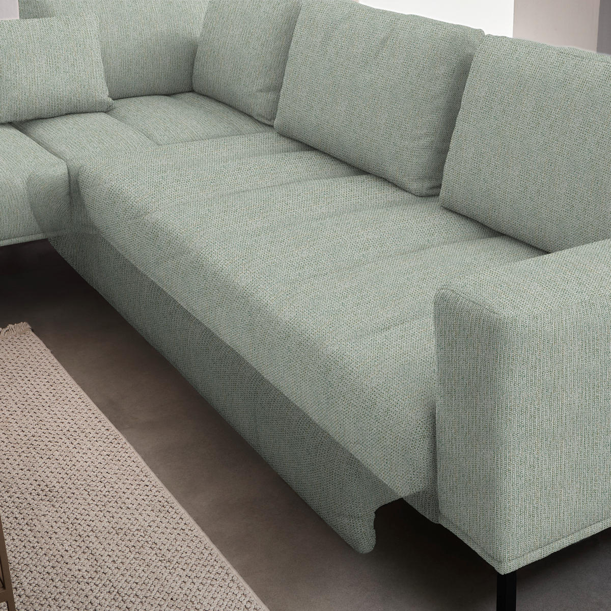 ECKSOFA  in Flachgewebe Platinfarben  270/308 cm  - Platinfarben/Schwarz, Design, Textil/Metall (270/308cm) - Pure Home Lifestyle