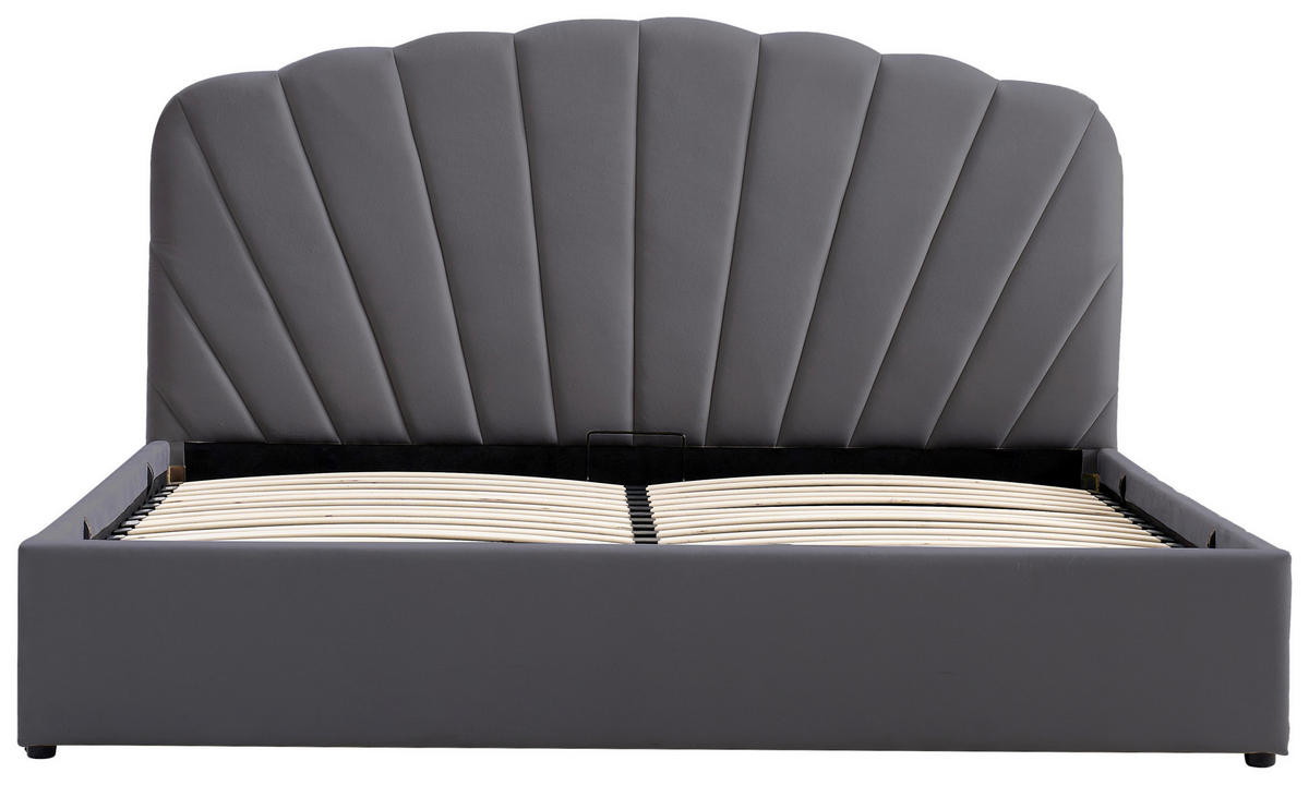 POLSTERBETT Lattenrost, Bettkasten 180/200 cm  in Grau  - Schwarz/Naturfarben, Trend, Holz/Kunststoff (180/200cm) - Ambia Home