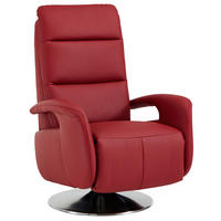 RELAXSESSEL Echtleder    - Edelstahlfarben/Rot, Design, Leder/Metall (84/88/110cm) - Beldomo Premium