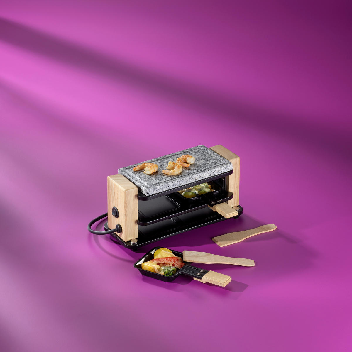 RACLETTE-GRILL Bedretto  - Schwarz, Basics, Stein (27/11/13cm) - Kela