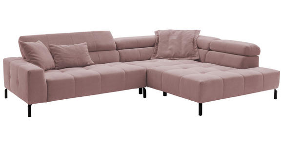 ECKSOFA in Feincord Altrosa  - Schwarz/Altrosa, KONVENTIONELL, Textil/Metall (311/219cm) - Hom`in