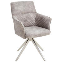 ARMLEHNSTUHL  in Edelstahl Mikrofaser  - Edelstahlfarben/Silberfarben, Basics, Textil/Metall (62/90/63cm) - MID.YOU