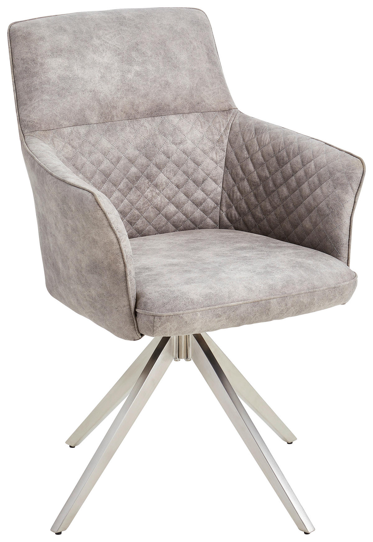 ARMLEHNSTUHL  in Edelstahl Mikrofaser  - Edelstahlfarben/Silberfarben, Basics, Textil/Metall (62/90/63cm) - MID.YOU