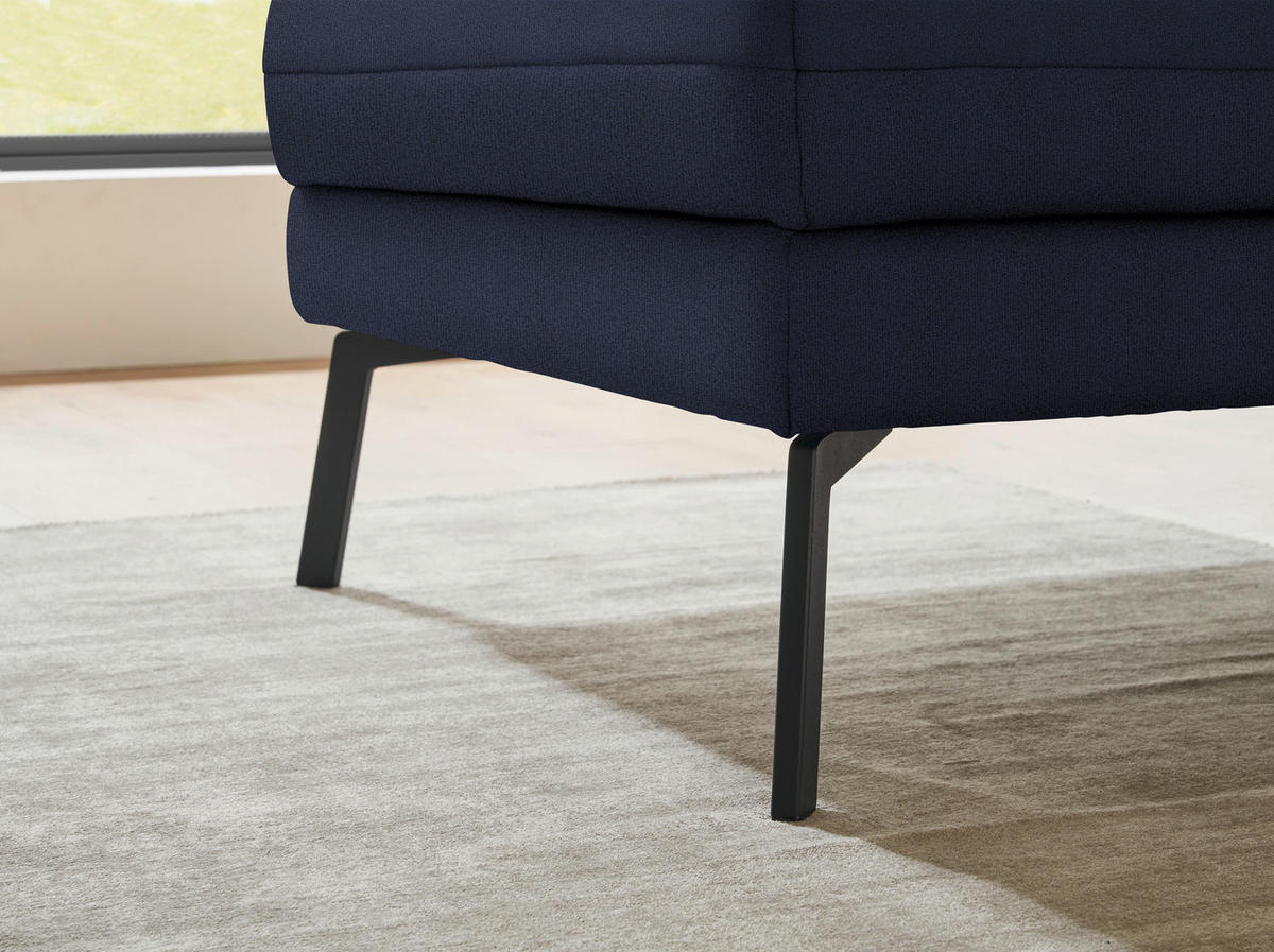 ECKSOFA  in Flachgewebe Blau  175-224/255-365 cm  - Blau/Schwarz, Design, Textil/Metall (175-224/255-365cm) - Dieter Knoll