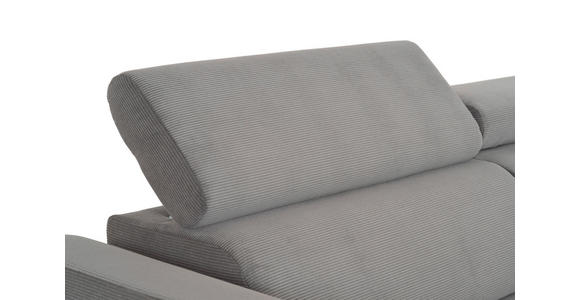 ECKSOFA Grau Feincord - Schwarz/Grau, Design, Textil/Metall (280/205cm) - Xora