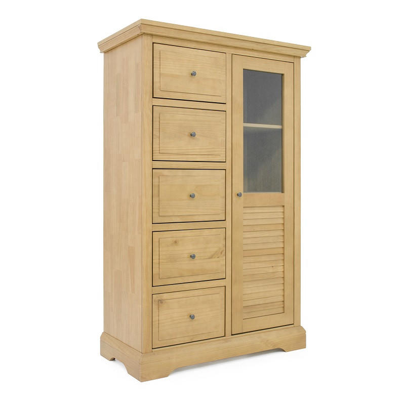 FÉLMAGAS SZEKRÉNY 95/150/45 cm  - ezüst/tölgyfa, Konventionell, faalapú anyag/Üveg (95/150/45cm) - Livetastic