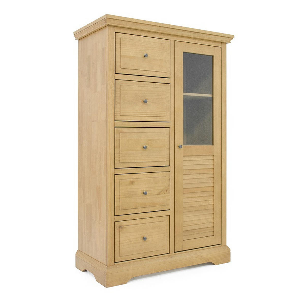 FÉLMAGAS SZEKRÉNY 95/150/45 cm  - ezüst/tölgyfa, Konventionell, faalapú anyag/Üveg (95/150/45cm) - Livetastic