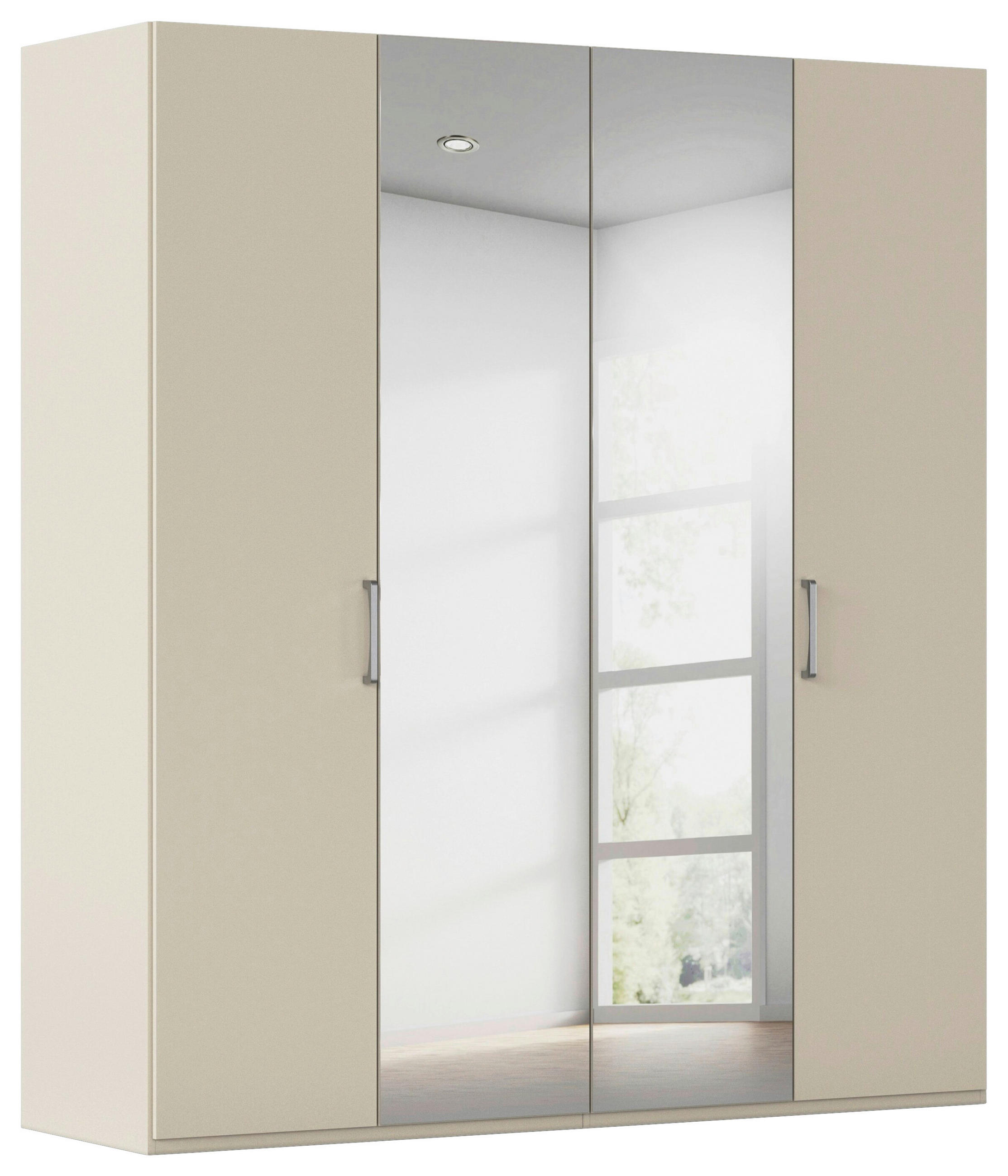 DREHTÜRENSCHRANK 201/223/61 cm,  in Champagner, 4-türig  - Chromfarben/Edelstahlfarben, Basics, Glas/Holzwerkstoff (201/223/61cm) - Novel