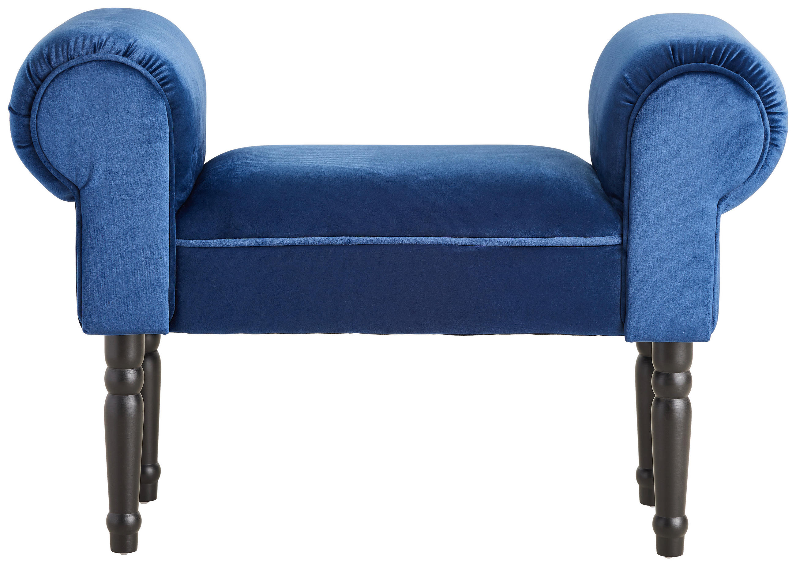 HOCKER Samt Kiefer Blau, Schwarz  - Blau/Schwarz, Trend, Holz/Textil (76/54/30cm) - Xora